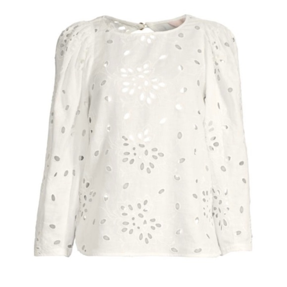 Rebecca Taylor Sarah Embroidered White Blouse, Size L, NWT - Picture 1 of 16